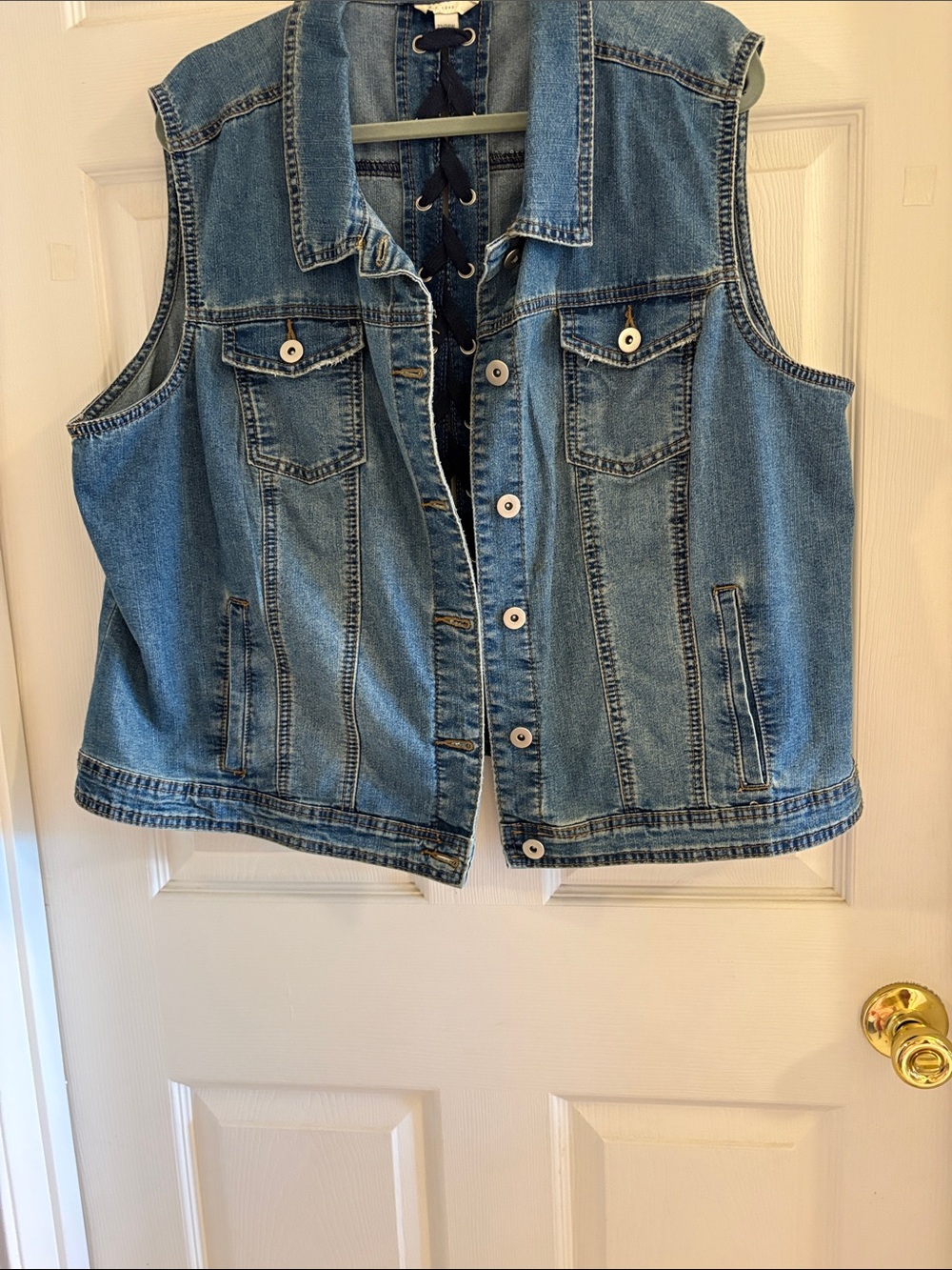 Classic Blue Denim Sleeveless Jacket - Women